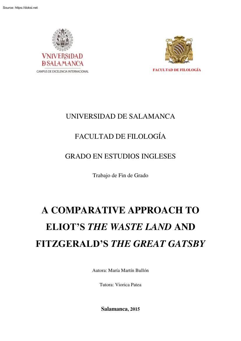 Maria Martin Bullon - A Comparative Approach to Eliots The Waste Land and Fitzgeralds The Great