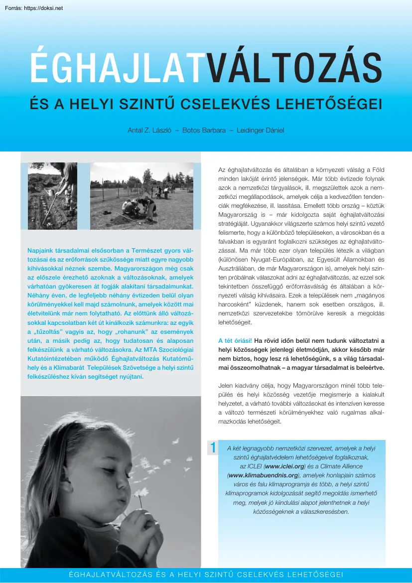 Antal-Botos-Leidinger - Éghajlatváltozás és a helyi szintű cselekvés lehetőségei