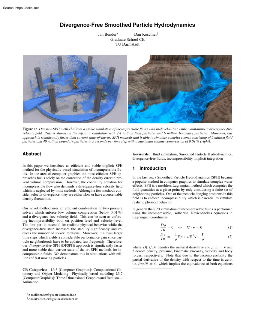Bender-Koschier - Divergence-Free Smoothed Particle Hydrodynamics