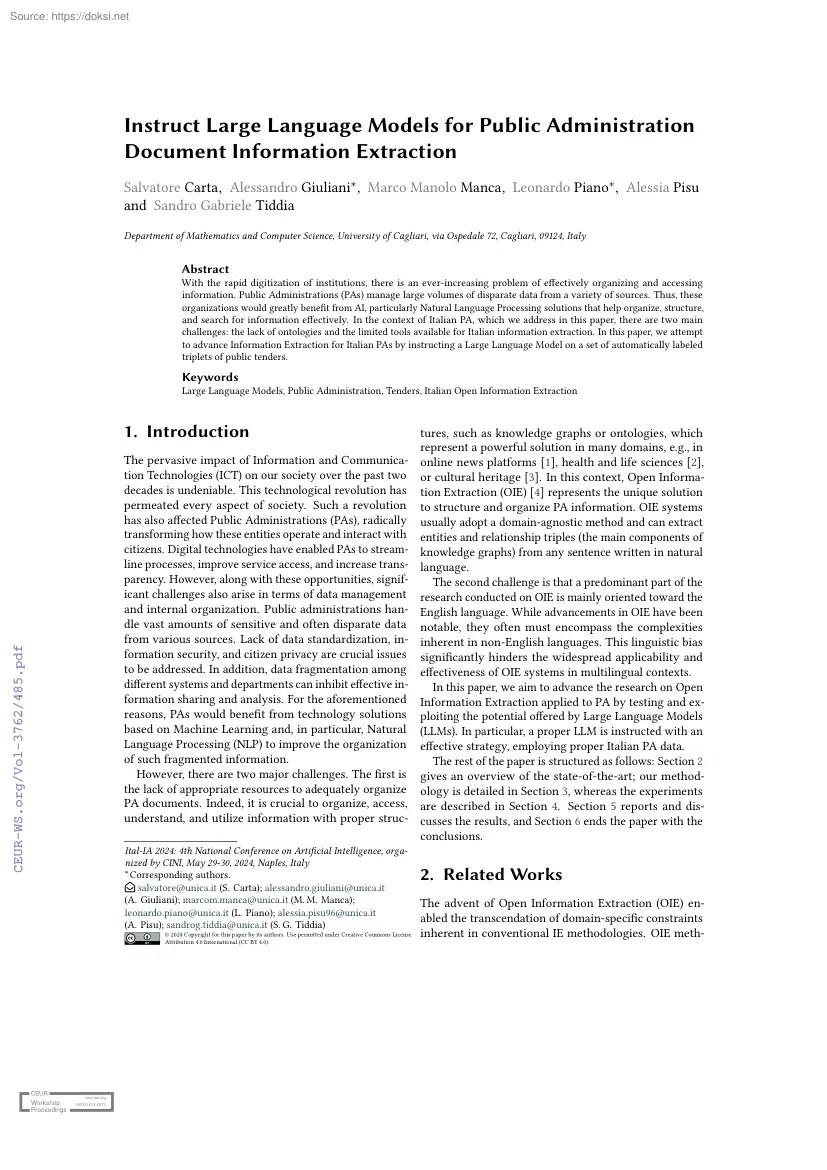 Instruct Large Language Models for Public Administration Document Information Extraction