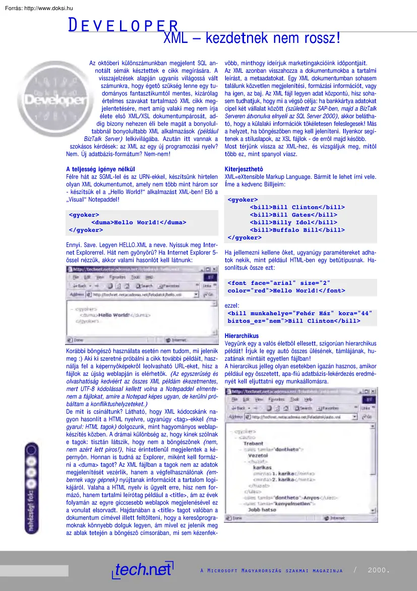 XML ismertető és linkgyűjtemény