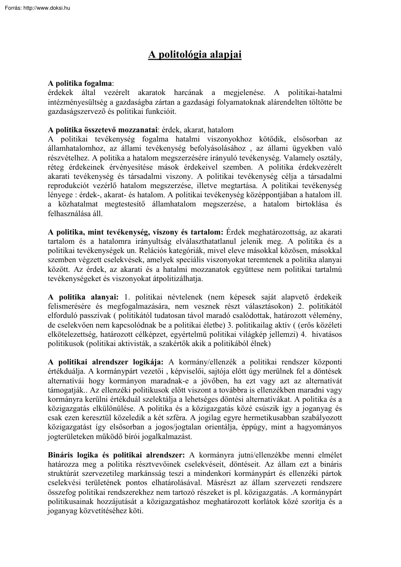 A politológia alapjai