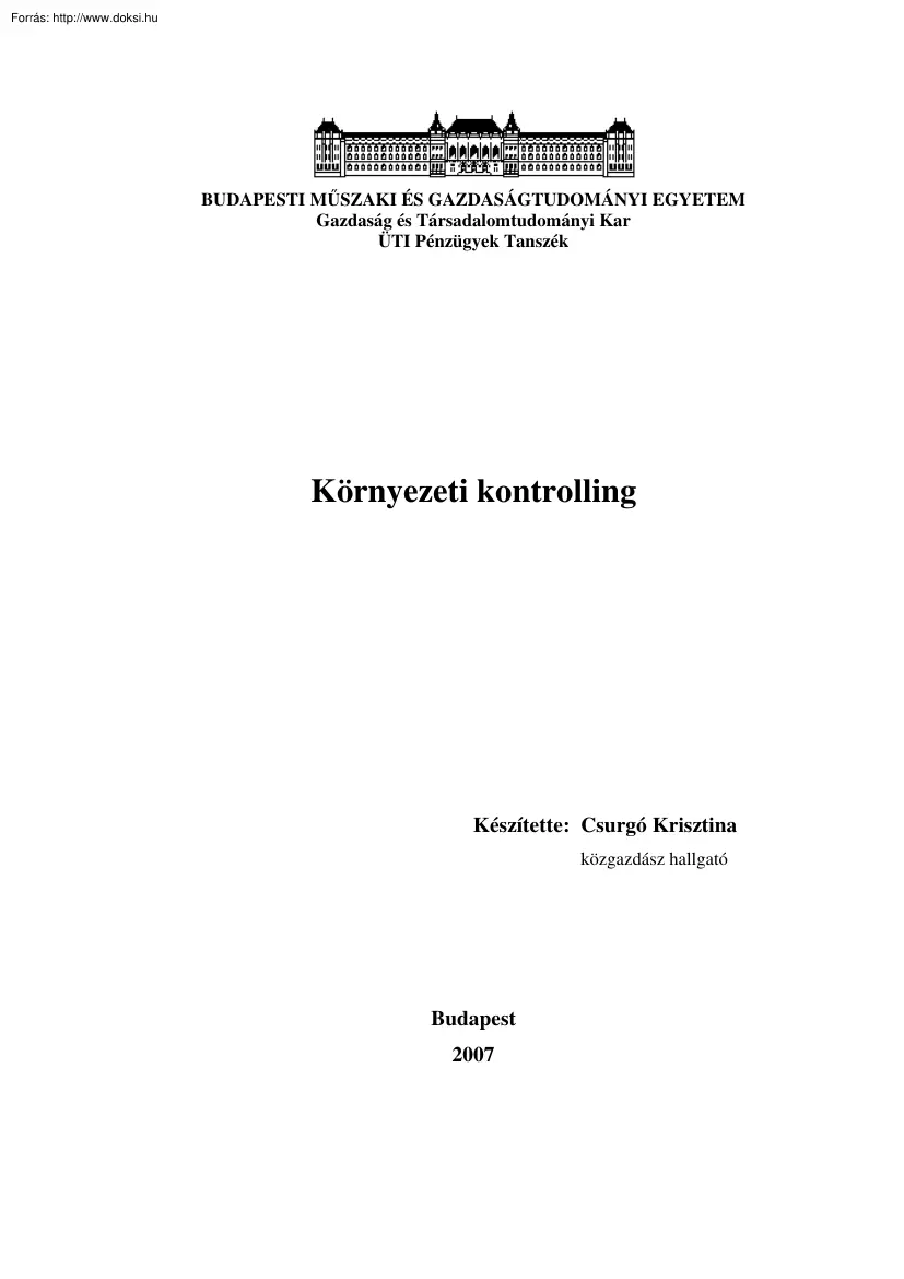 Csurgó Krisztina - Környezeti Kontrolling