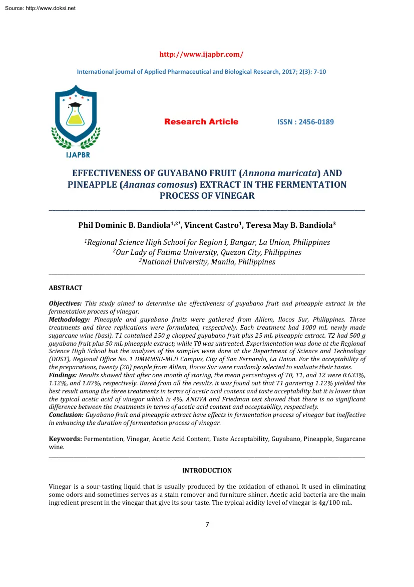 Bandiola-Castro-Bandiola - Effectiveness of Guyabano Fruit and Pineapple Extract in the