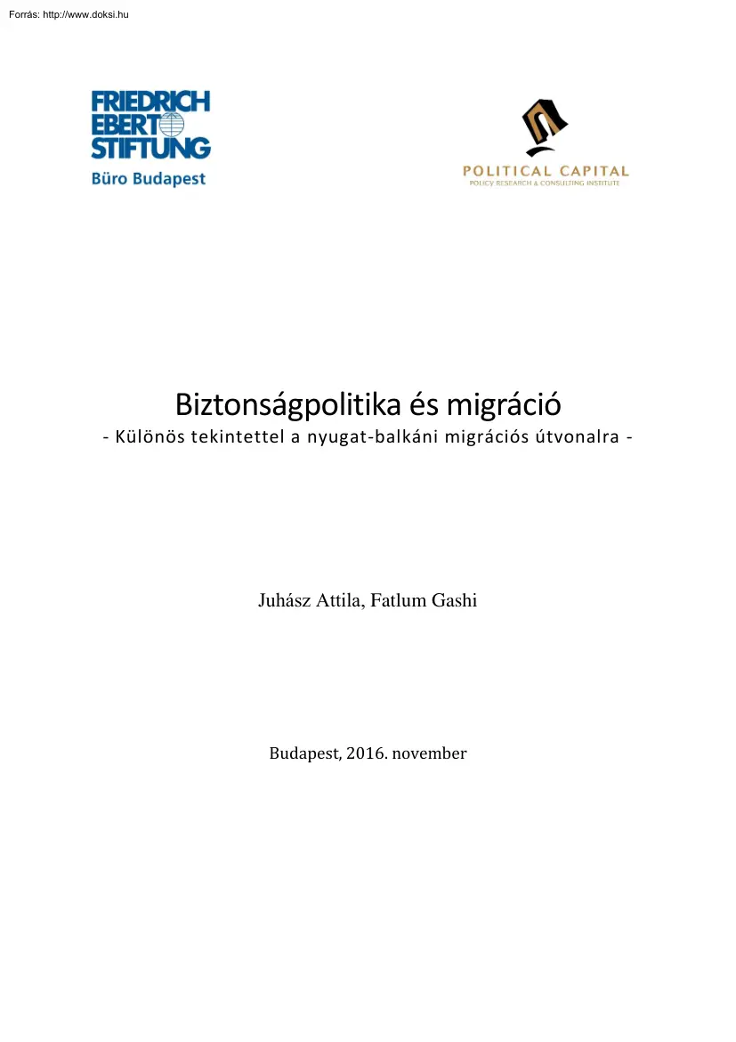 Juhász-Gashi - Biztonságpolitika és migráció, Különös tekintettel a nyugat-balkáni
