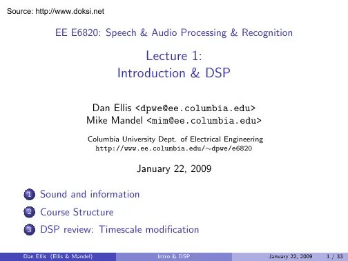 Ellis-Mandel - Speech and Audio Processing and Recognition, E6820