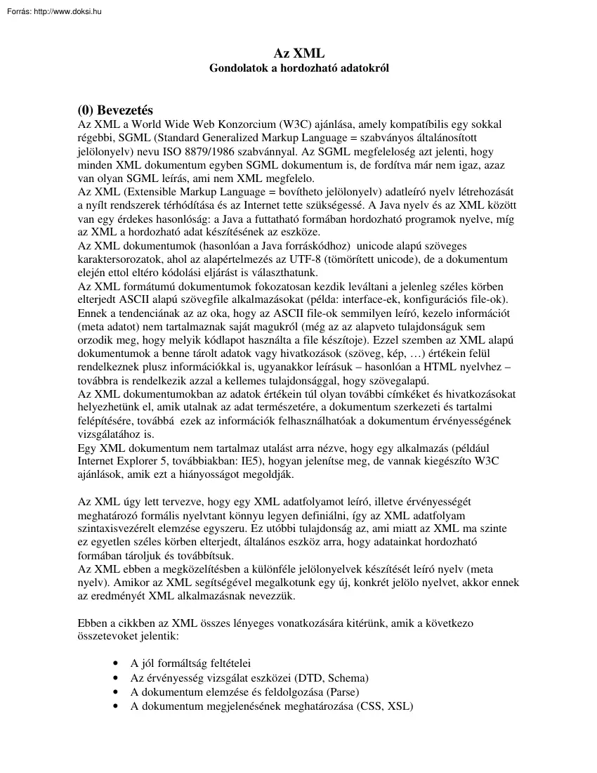 XML - Gondolatok a hordozható adatokról