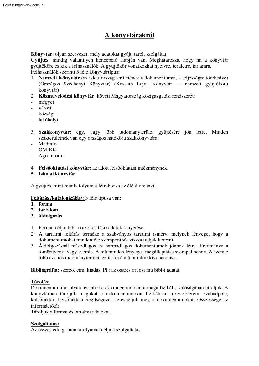 A könyvtárakról