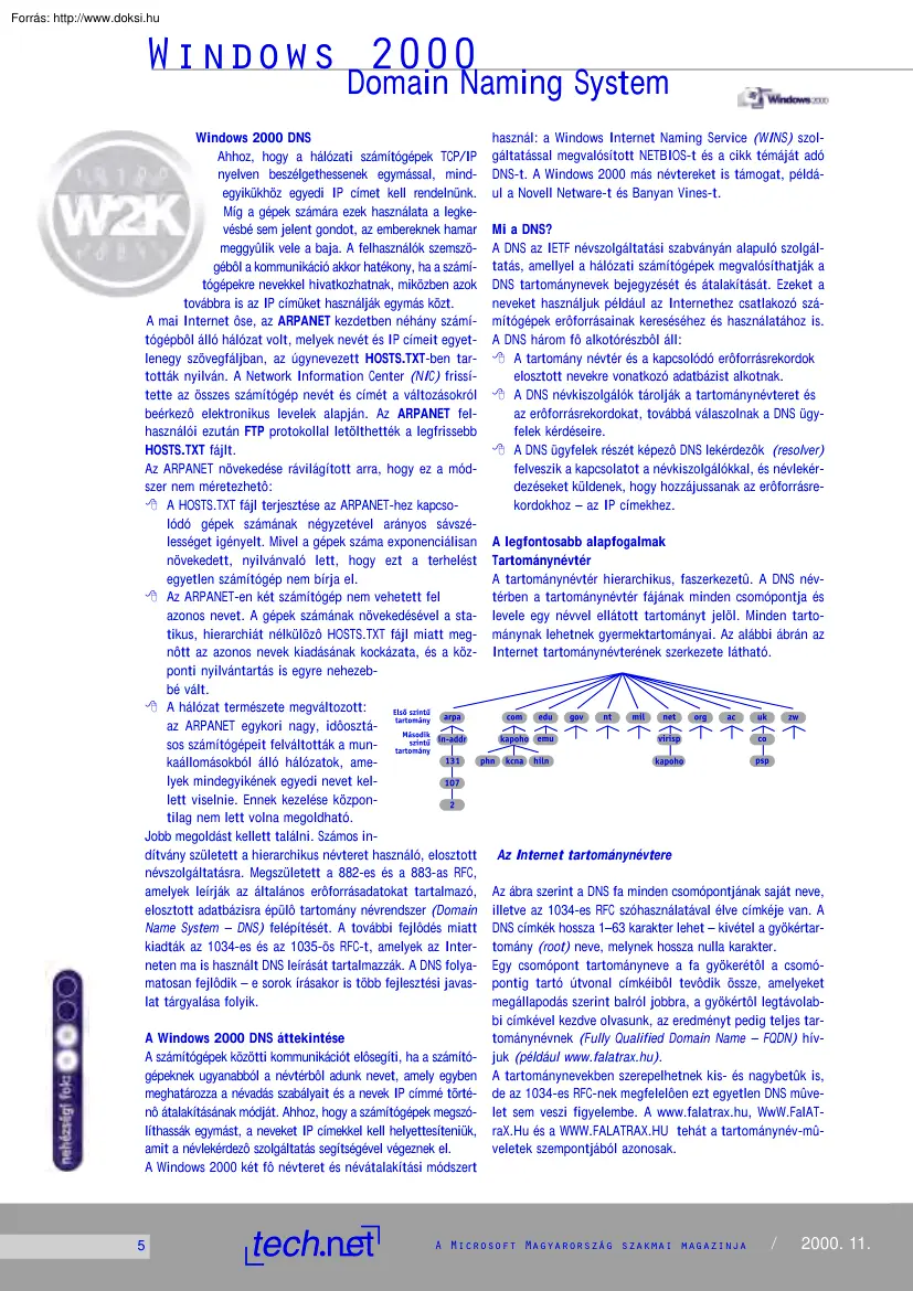 A Windows 2000 és a DNS