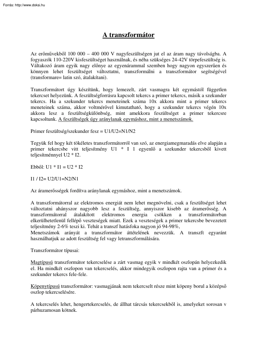 A transzformátor