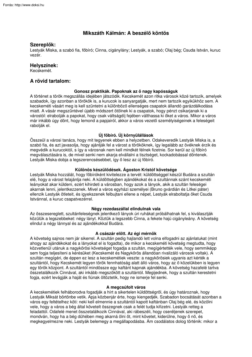 Mikszáth Kálmán - A beszélő köntös