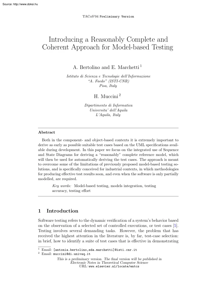 Bertolino-Marchetti - Introducing a Reasonably Complete and Coherent Approach for Model-based