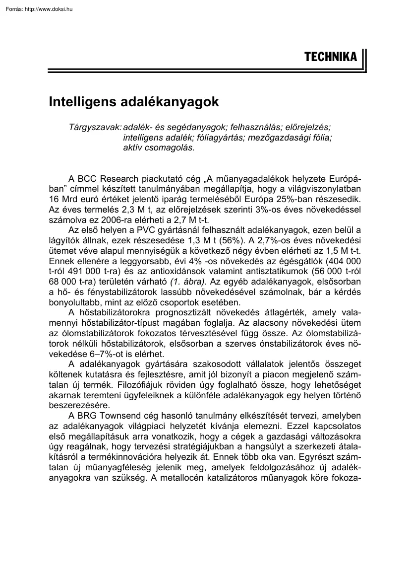 Haidekker Borbála - Intelligens adalékanyagok