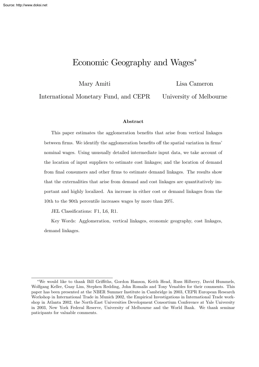 Amiti-Cameron - Economic Geography and Wages