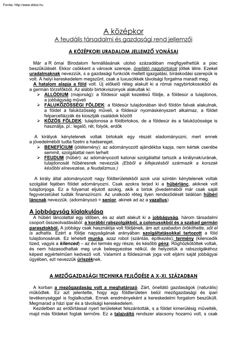 Áfra Krisztina - A feudális társadalmi és gazdasági rend jellemzői