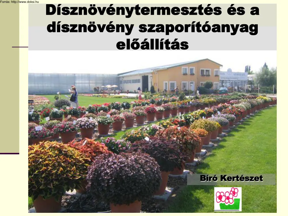 A dísznövénytermesztés és a dísznövény szaporítóanyag előállítás