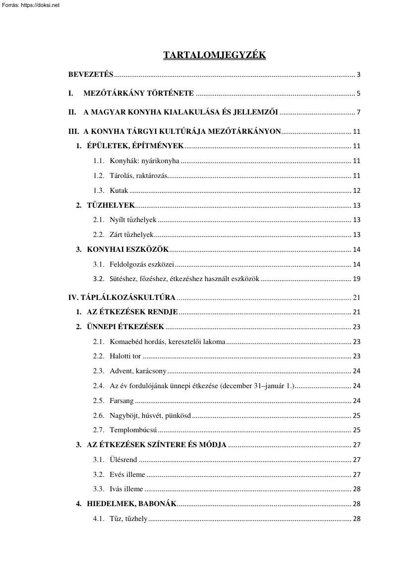 Mezőtárkányi népi konyha