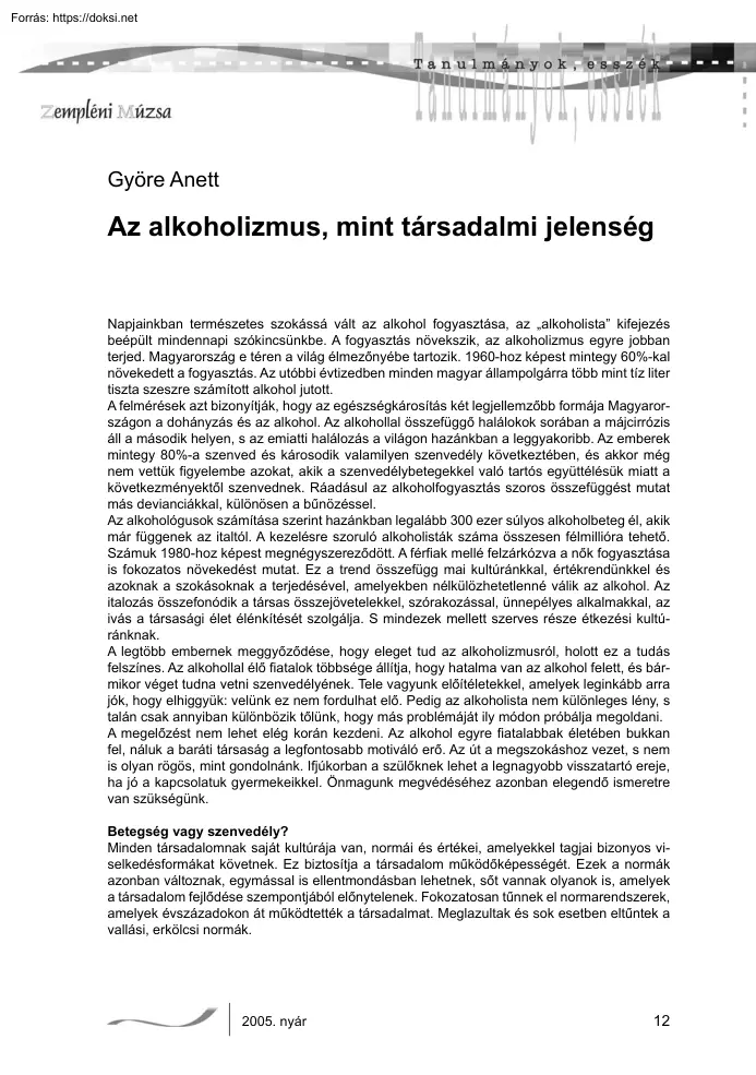 Györe Anett - Az alkoholizmus, mint társadalmi jelenség
