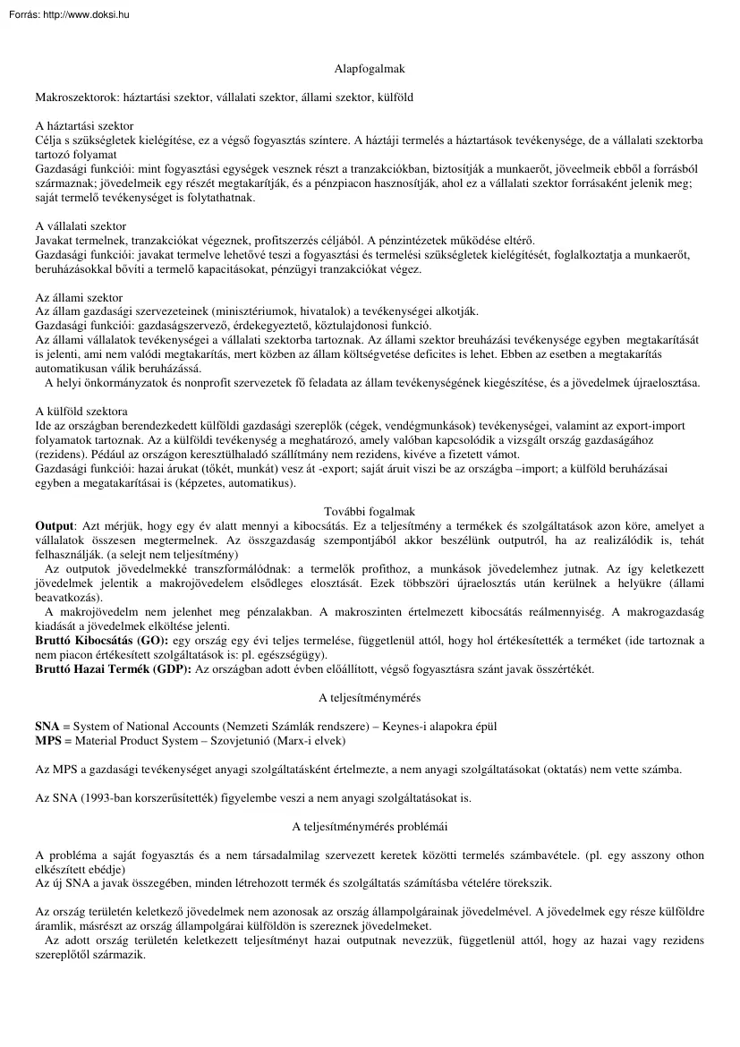 Fábián Zoltán - Makroökonómia összefoglaló