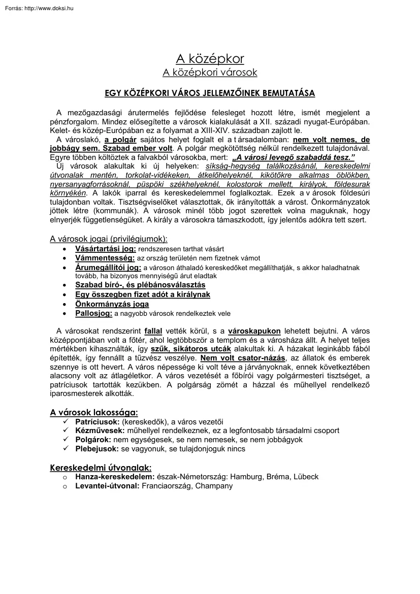 Áfra Krisztina - A középkori városok