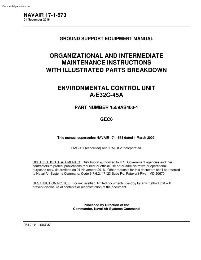 NAVAIR 17-1-573, Organizational and Intermediate Maintenance Instructions with Illustrated Parts