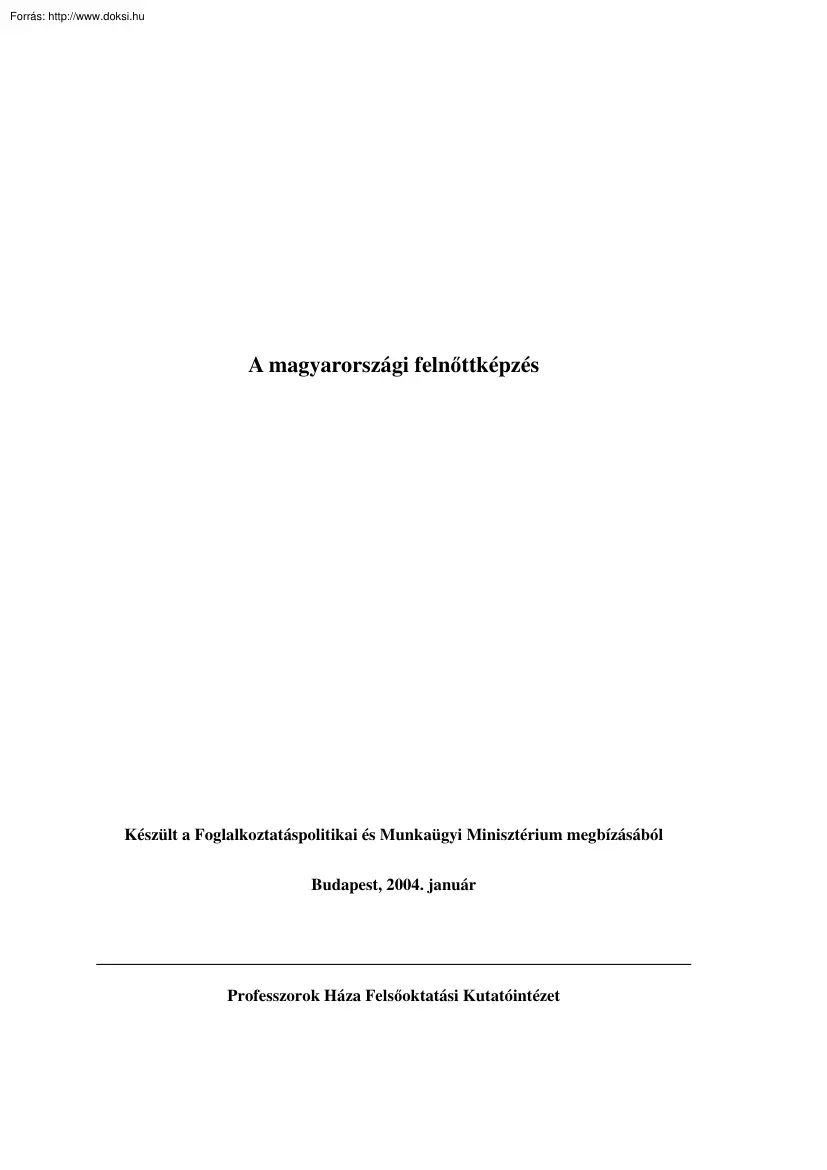 A magyarországi felnőttképzés