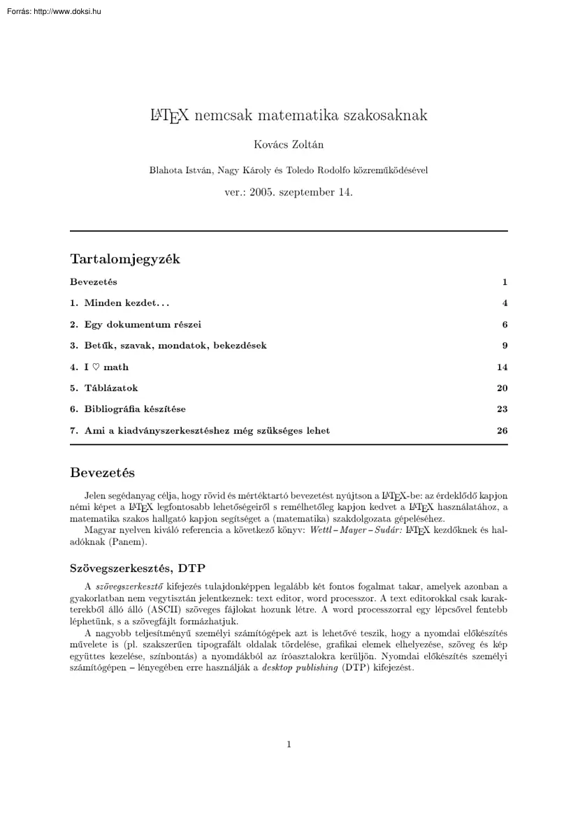 Kovács Zoltán - LATEX nemcsak matematika szakosoknak