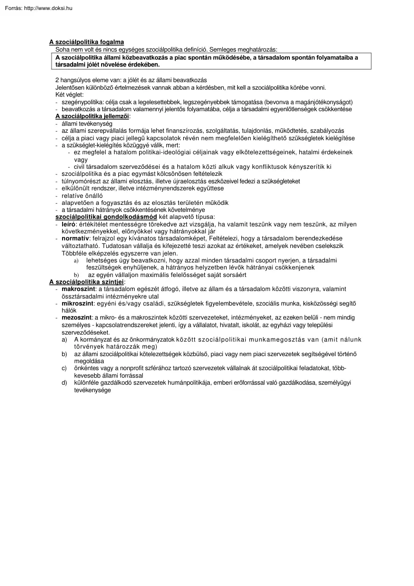 ZSTA Szociálpolitika alapok, 2005