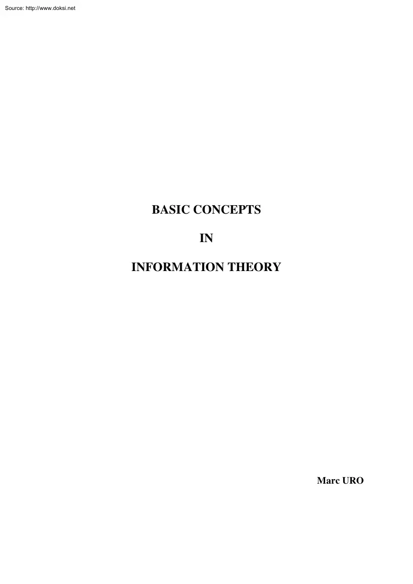 Basic Concepts in Information Theory