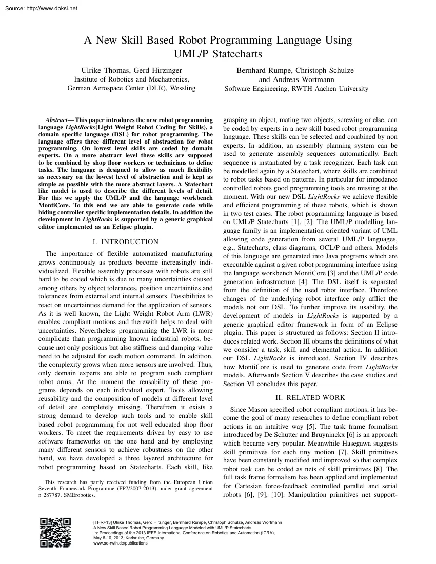 Thomas-Hirzinger-Rumpe - A New Skill Based Robot Programming Language Using UML and P Statecharts