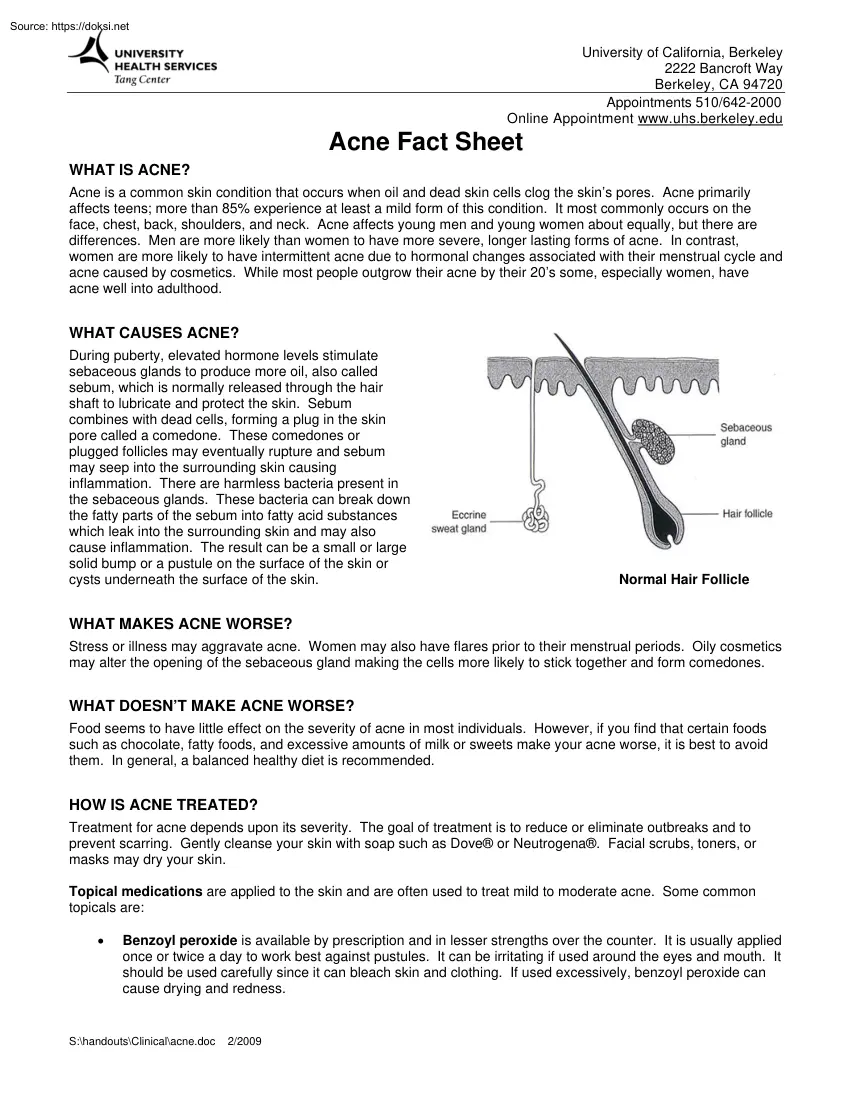 Acne Fact Sheet