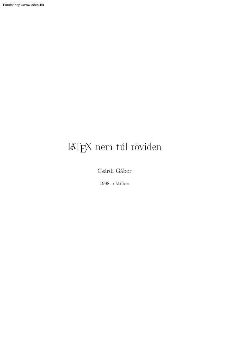 Csárdi Gábor - Latex nem túl röviden