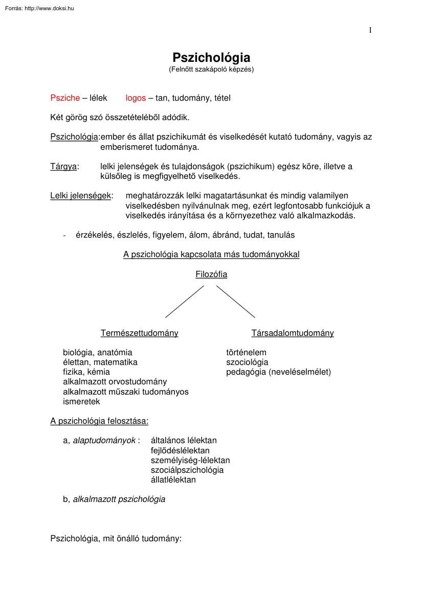 Gál Erika - Pszichológia jegyzet