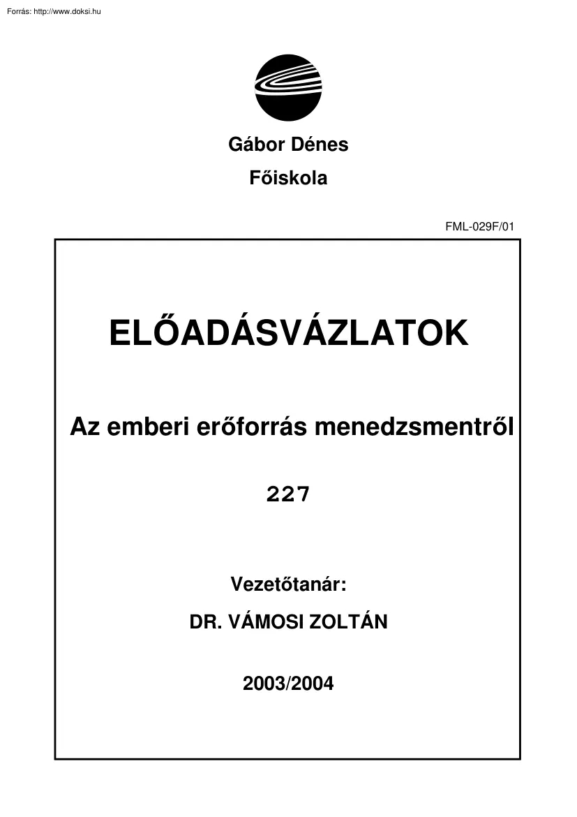 Az emberi erőforrás menedzsmentről