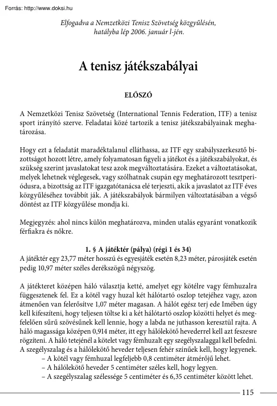 A tenisz játékszabályai