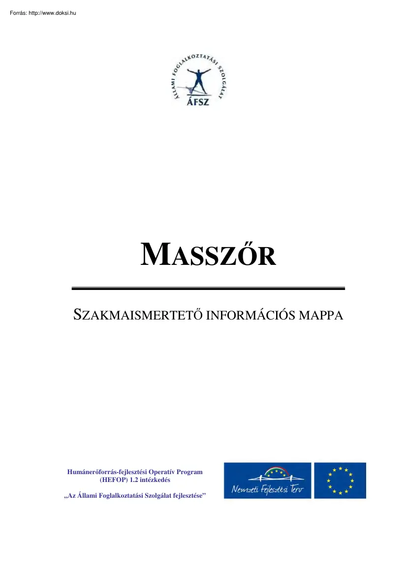 Masszőr, szakmaismertető információs mappa