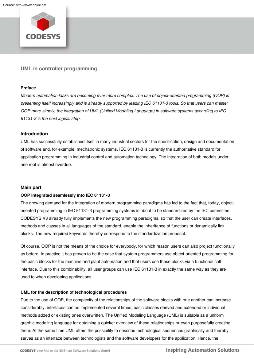 UML in Controller Programming