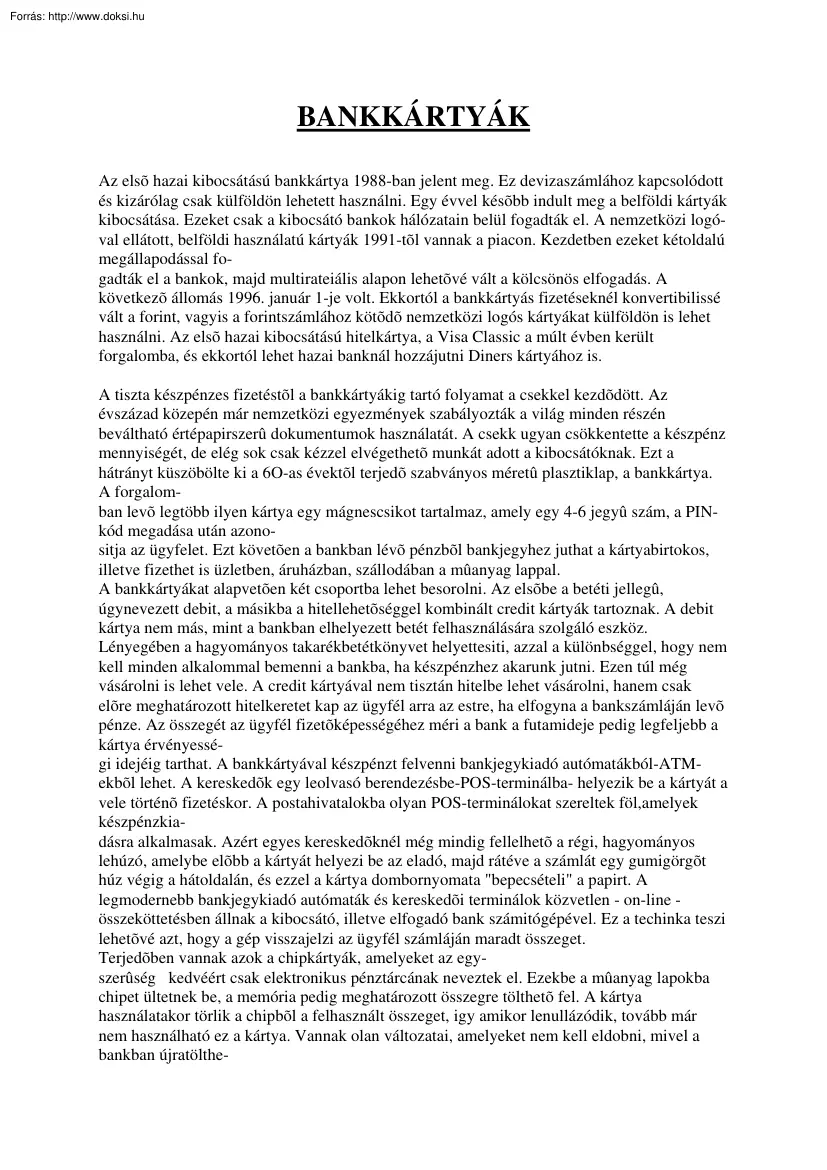 Bankkártyák