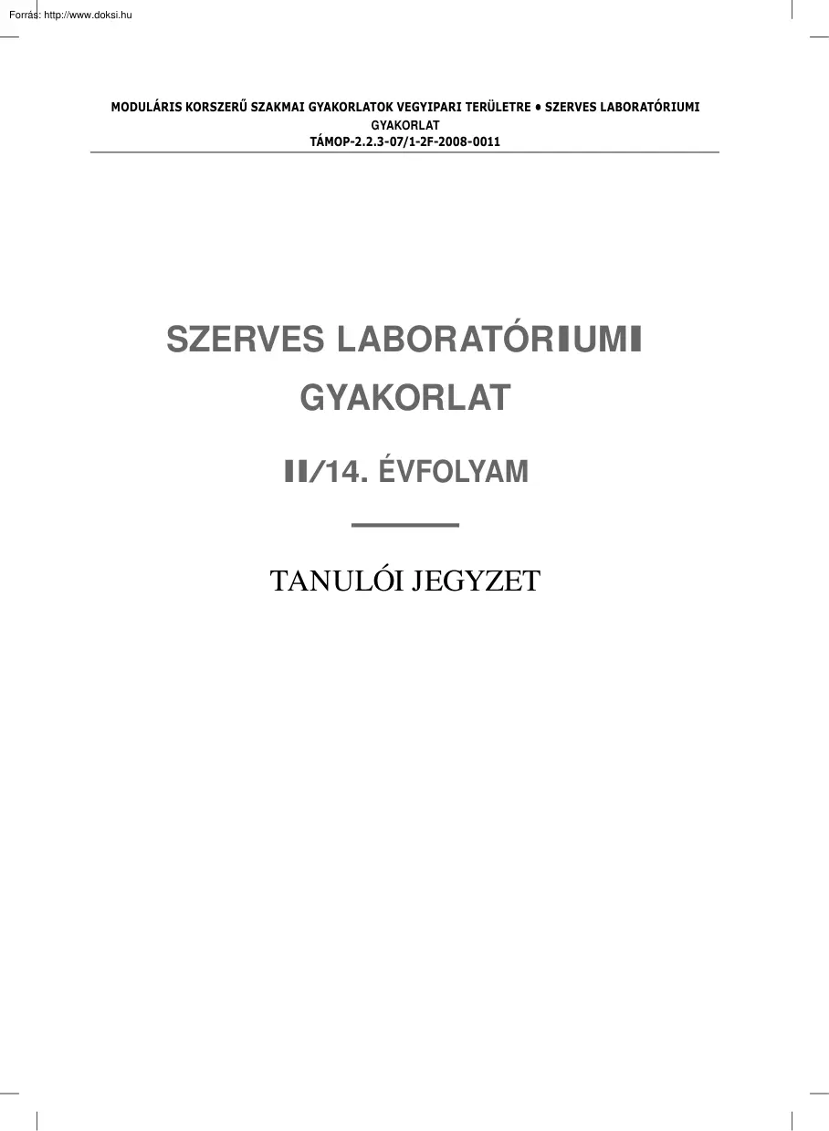 Takács Vanda - Szerves laboratóriumi gyakorlat