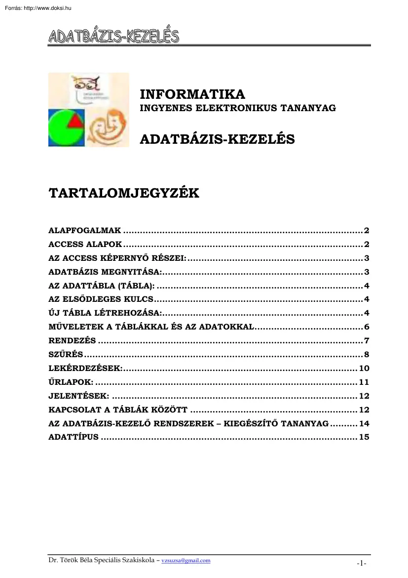 Adatbázis kezelés elektronikus tananyag