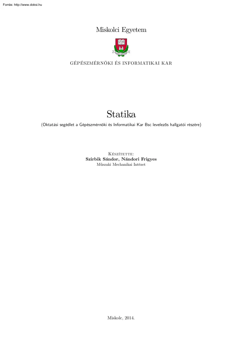 Szirbik-Nándori - Statika