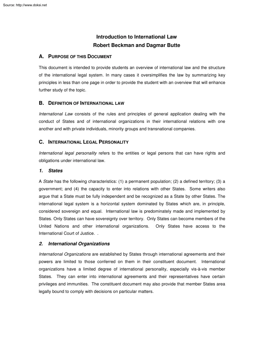 Beckman-Butte - Introduction to International Law