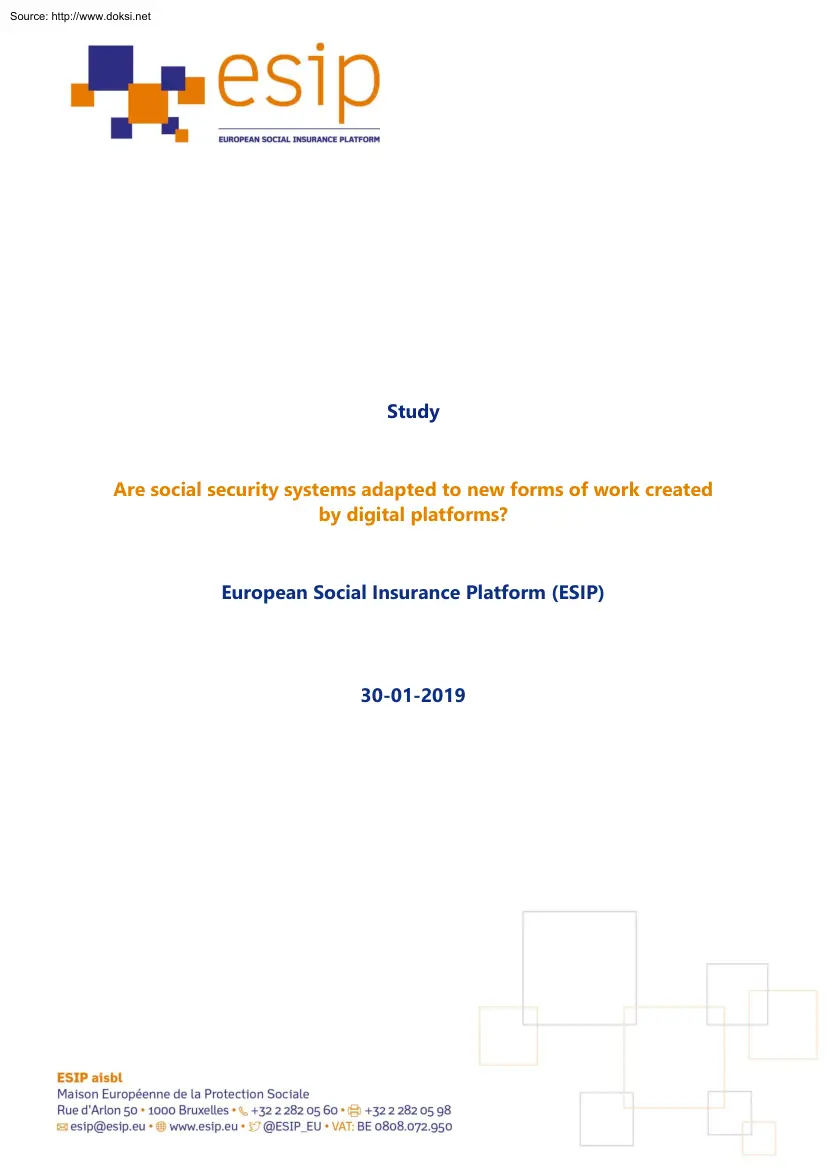 Are Social Security Systems Adapted to New Forms of Work Created by Digital Platforms