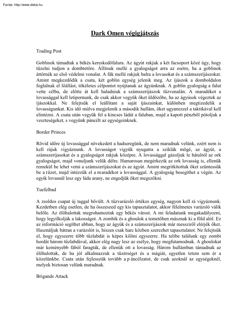 Dark Omen végigjátszás