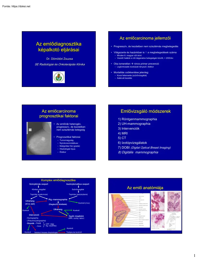 Dr. Dömötöri Zsuzsa - Az emlődiagnosztika képalkotó eljárásai