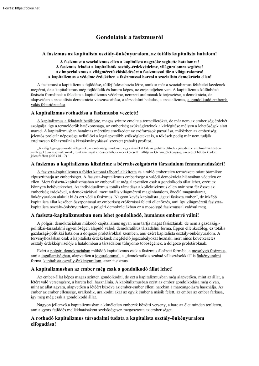 Salánki László - Gondolatok a fasizmusról