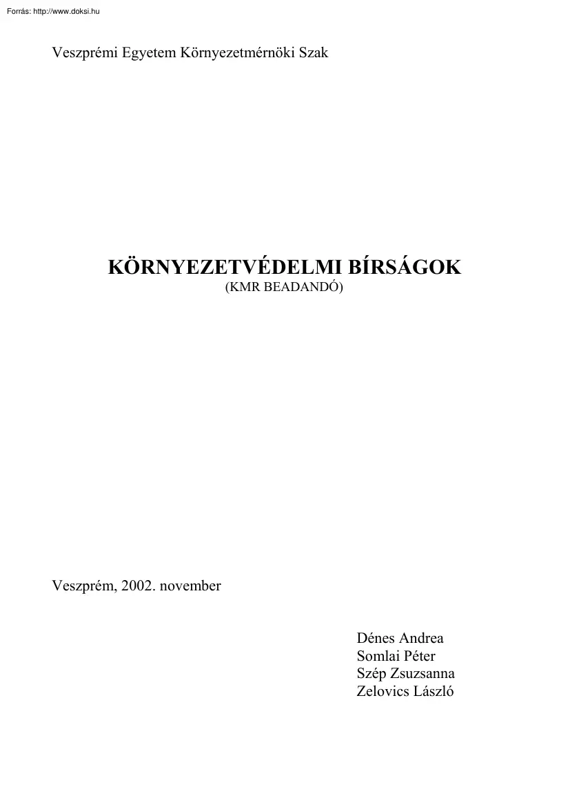 Dénes Andrea - Környezetvédelmi bírságok