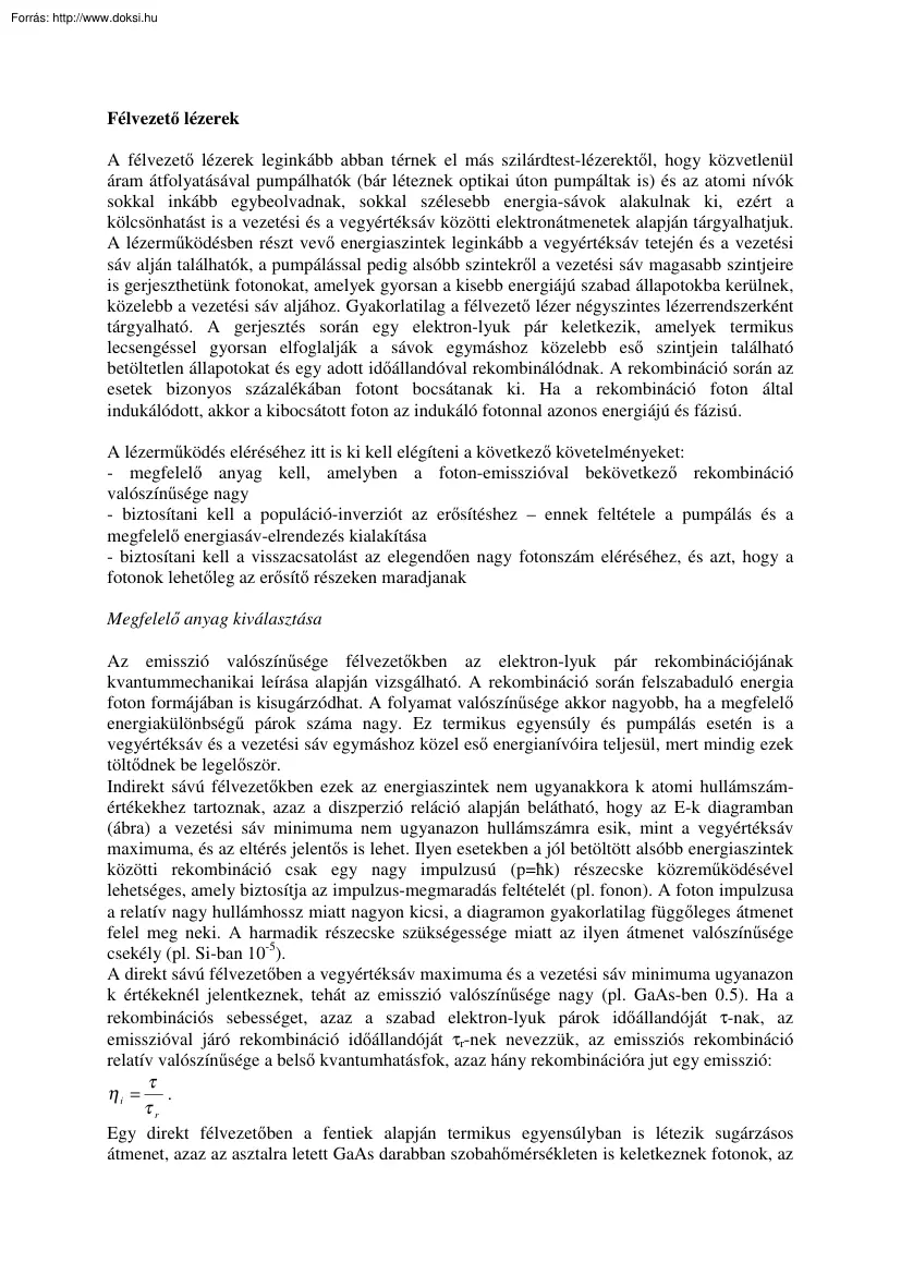 Félvezető lézerek