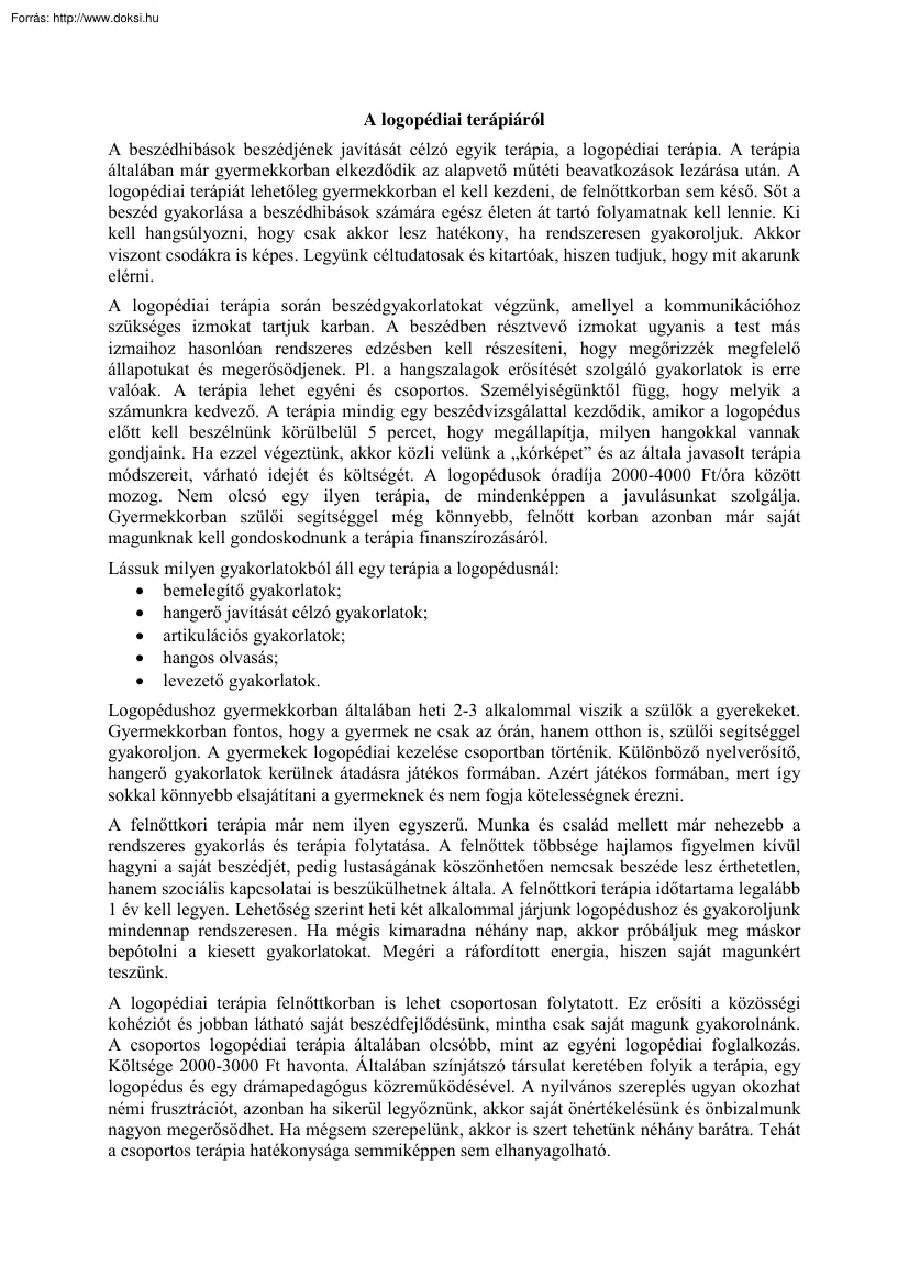 A logopédiai terápiáról
