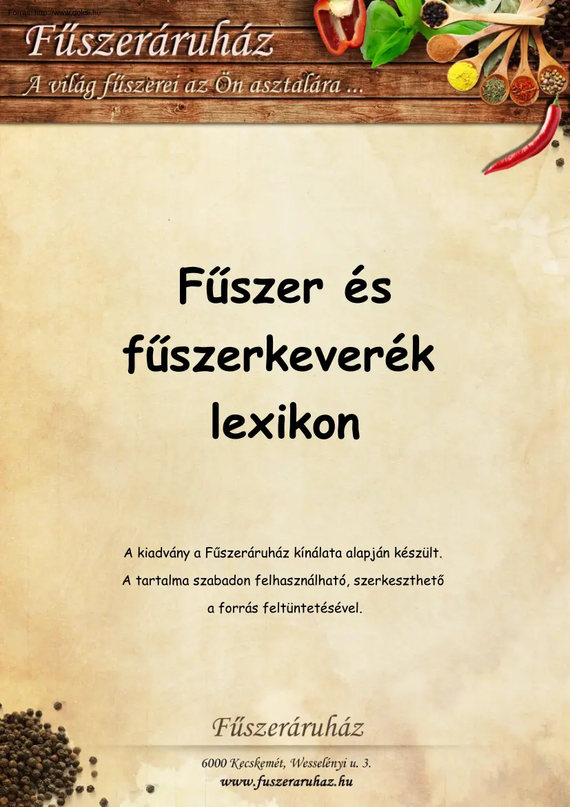 Fűszer és fűszerkeverék lexikon